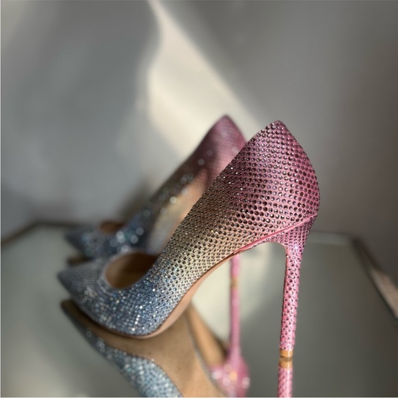 New JIMMY CHOO Romy 100 Leather Embellished Pumps $1,595 37 - Picture 7 of 16